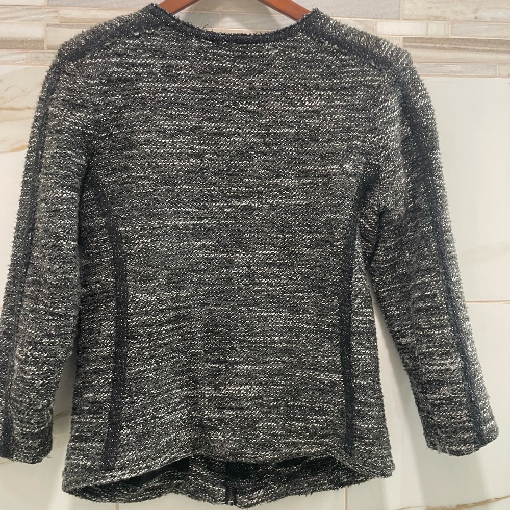 Ann Taylor Black and Gray Tweed zippered Jacket - Picture 8 of 11